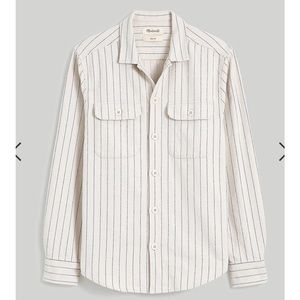 Men’s Madewell Brushed Flannel Easy Shirt Jacket in Harvest Moon Pinstripe
